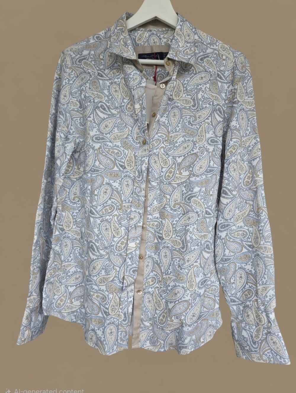 Bariloche -Size 6 -BeautifulPaisley Button-Up Shirt in Light Blue & Cream Size 6